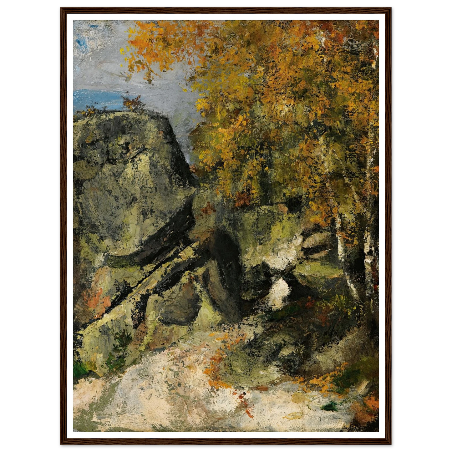 Rochers Dans La Fôret, Fontainebleau (circa 1865-68) Art Print | Paul Cezanne - Framed Poster - 30x40 cm / 12x16″ - Black frame