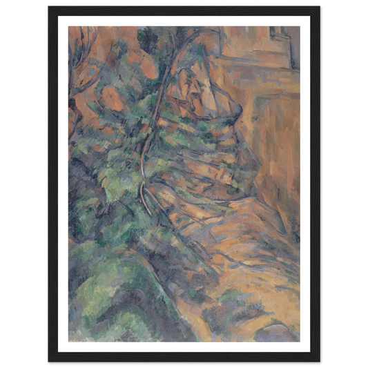 Rochers et branches à Bibémus (1895-1904) Art Print | Paul Cezanne - Framed Poster - 30x40 cm / 12x16″ - Black frame
