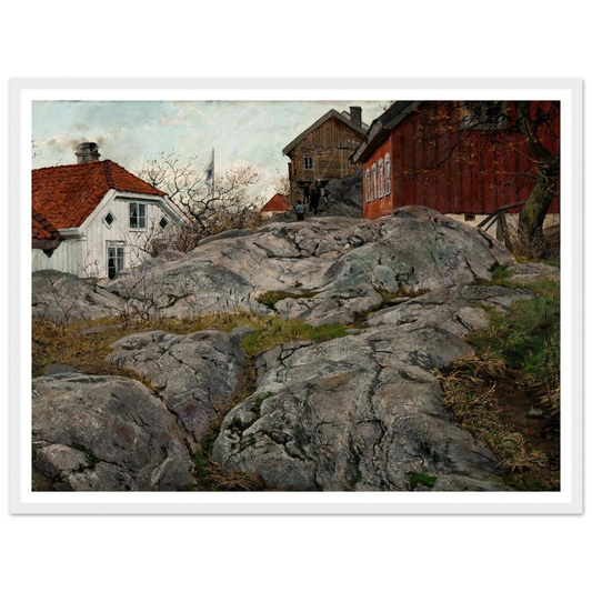 Rock, Motif from Kragerö (1882) Art Print | Frits Thaulow - Framed Poster - 30x40 cm / 12x16″ - Black frame