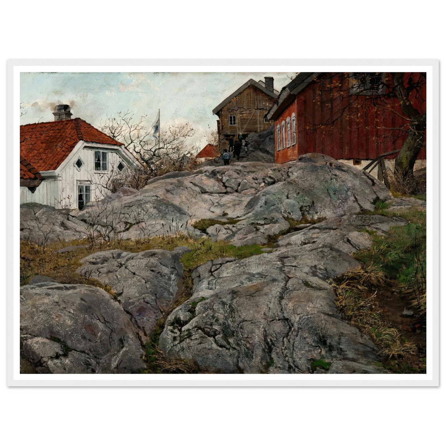Rock, Motif from Kragerö (1882) Art Print | Frits Thaulow - Framed Poster - 30x40 cm / 12x16″ - Black frame