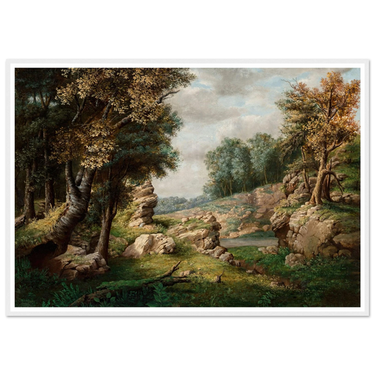 Rocky Dell (Near the Village) (circa 1849-1850) Art Print | George Inness - Framed Poster - 30x40 cm / 12x16″ - Black frame