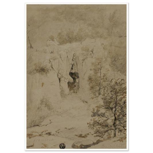 Rocky Landscape (1832) Art Print | Barend Cornelis Koekkoek - Framed Poster - 30x40 cm / 12x16″ - Black frame