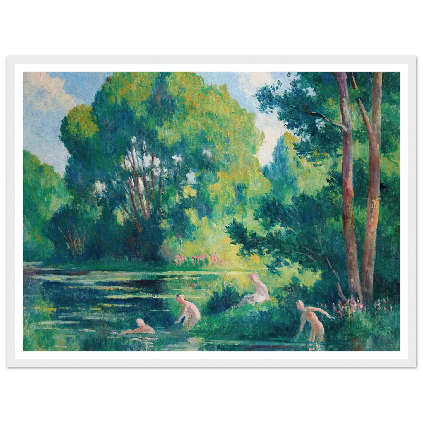 Rolleboise, baignade dans le petit bras de la Seine (1920) Art Print | Maximilien Luce - Framed Poster - 30x40 cm / 12x16″ - Black frame