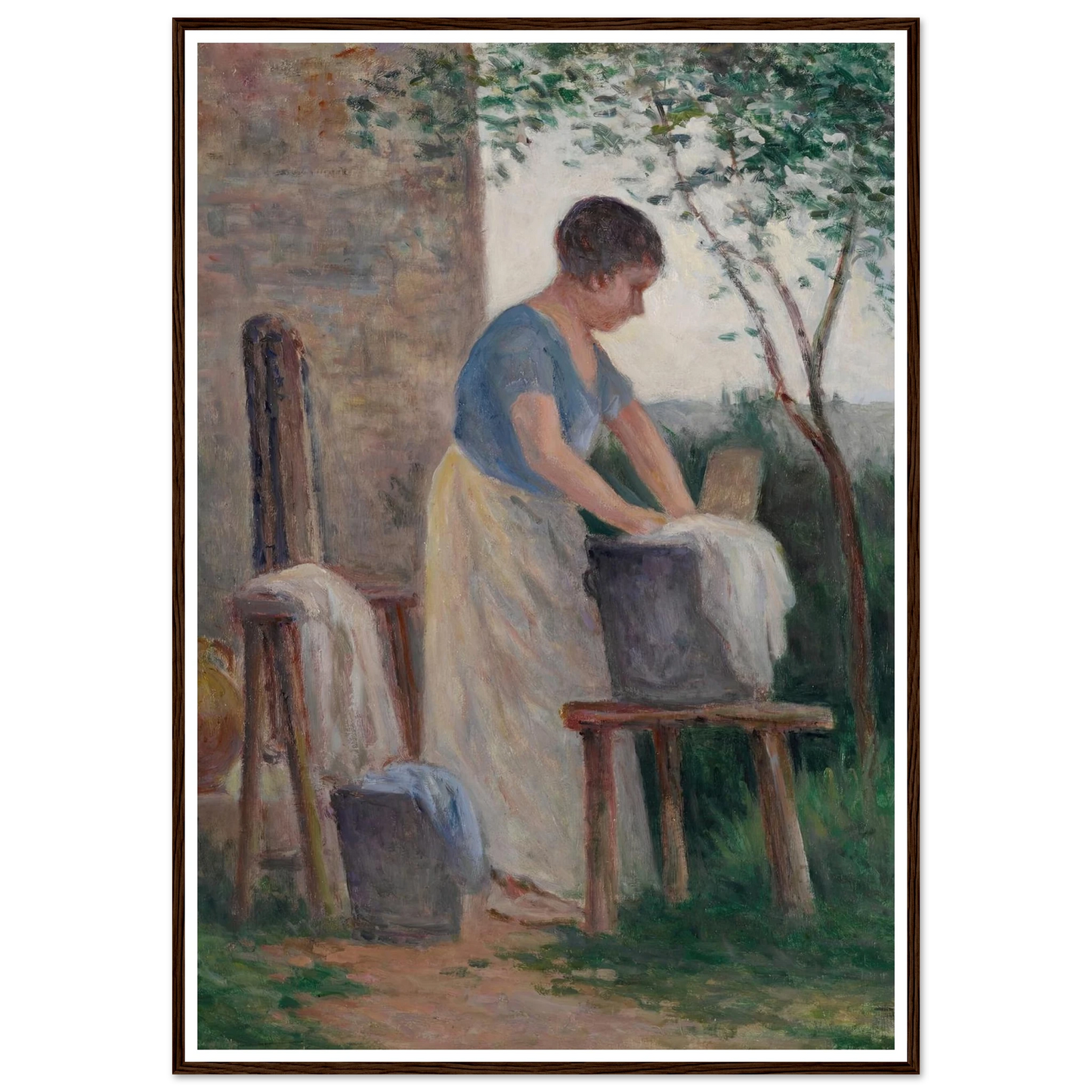 Rolleboise, la lessive dans le jardin (1935) Art Print | Maximilien Luce - Framed Poster - 30x40 cm / 12x16″ - Black frame