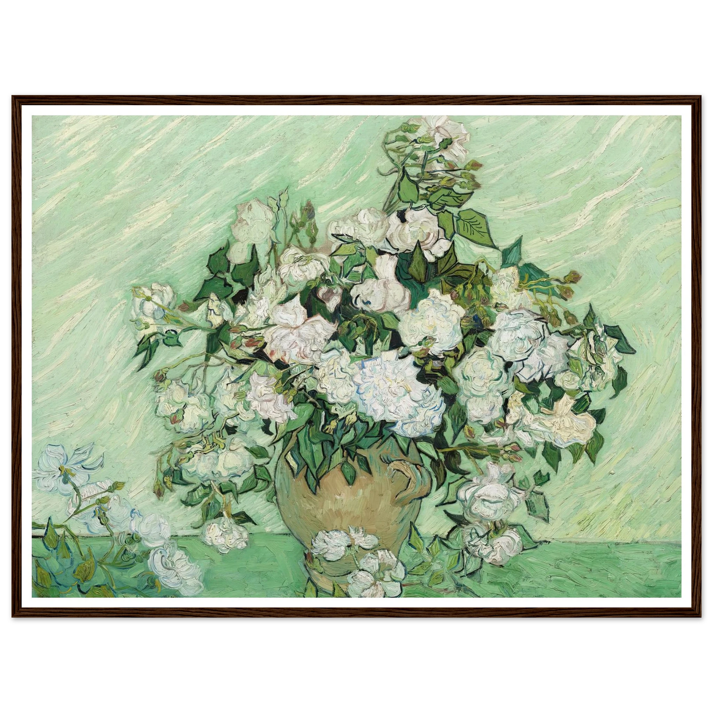 Roses (1890) Art Print | Vincent van Gogh - Framed Poster - 30x40 cm / 12x16″ - Black frame