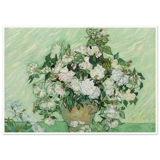 Roses (1890) Art Print | Vincent van Gogh - Framed Poster - 30x40 cm / 12x16″ - Black frame