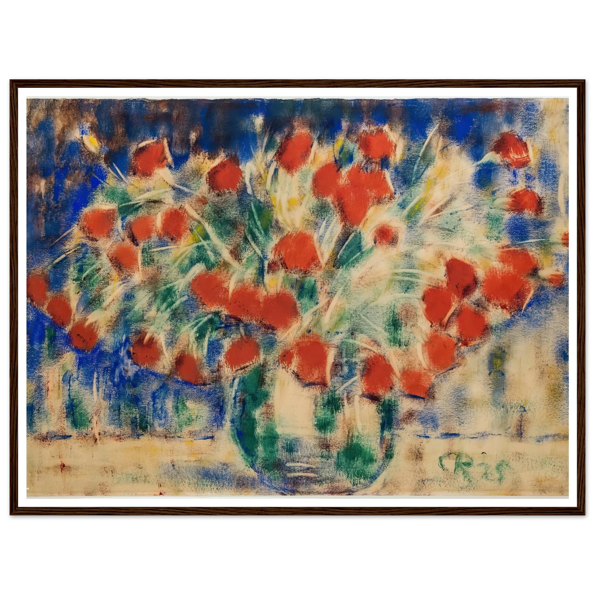 Roter Mohn (1925) Art Print | Christian Rohlfs - Framed Poster - 30x40 cm / 12x16″ - Black frame