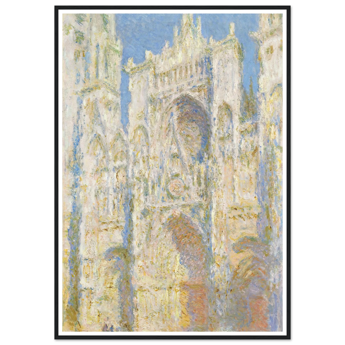 Rouen Cathedral, West Façade, Sunlight (1894) Art Print | Claude Monet - Framed Poster - 30x40 cm / 12x16″ - Black frame