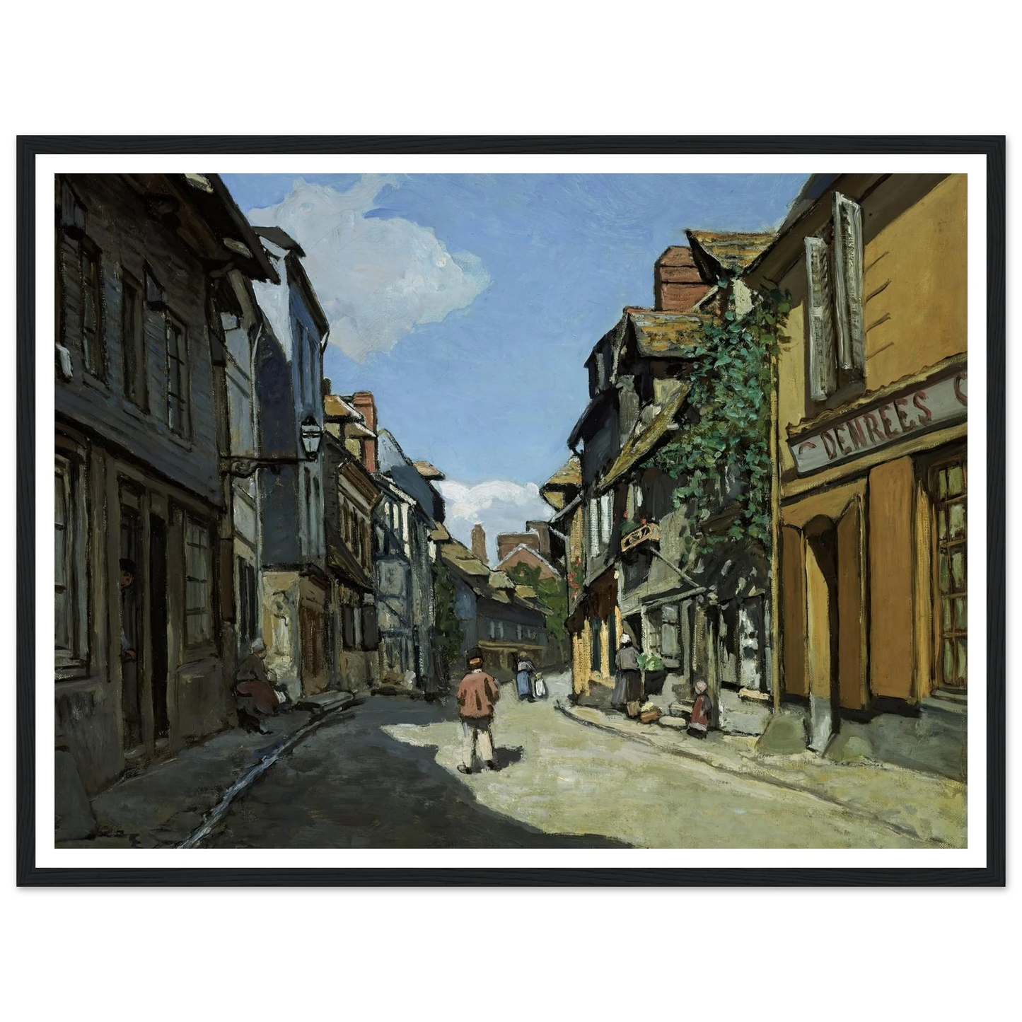 Rue de la Bavole, Honfleur (1864) Art Print | Claude Monet - Framed Poster - 30x40 cm / 12x16″ - Black frame