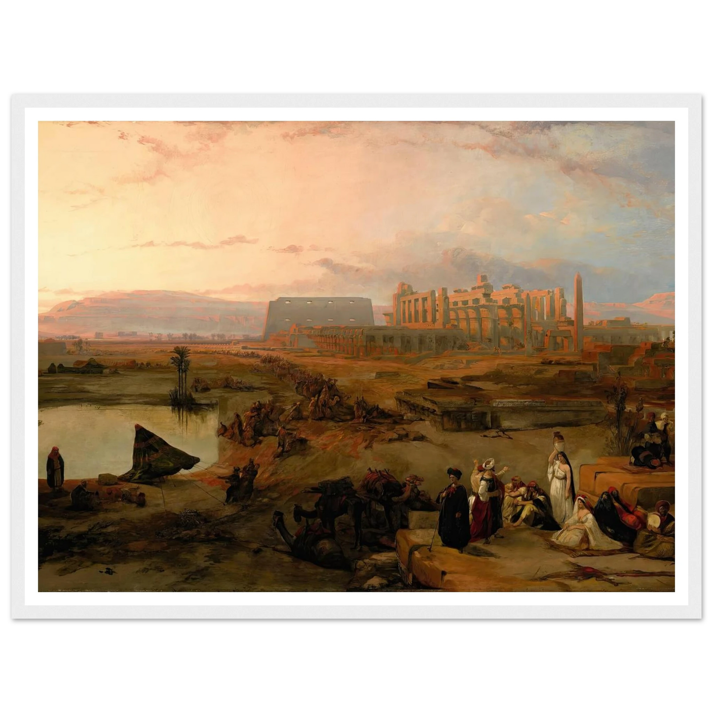 Ruins of the great temple at Karnak, sunset (1845) Art Print | David Roberts - Framed Poster - 30x40 cm / 12x16″ - Black frame