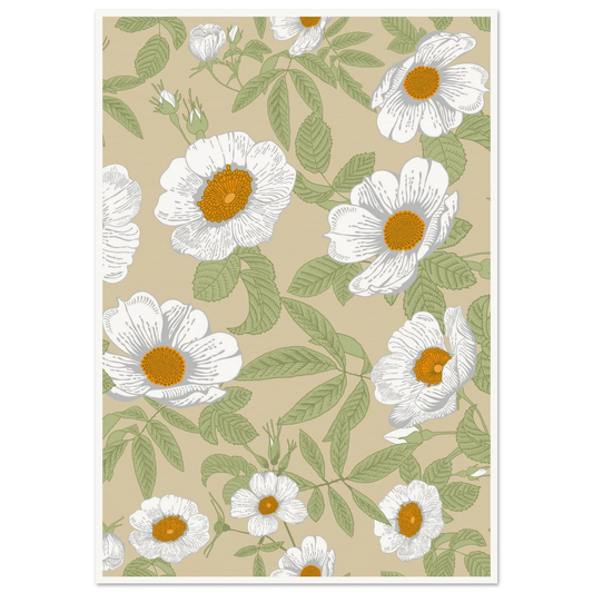 Sage Daisy Meadow Art Print | William Morris Inspired - Framed Poster - 30x30 cm / 12x12″ - Black frame