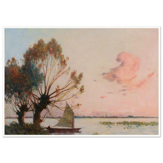 Sailboat on the Marsh of the Grande Brière Art Print | Ferdinand du Puigaudeau - Framed Poster - 30x40 cm / 12x16″ - Black frame