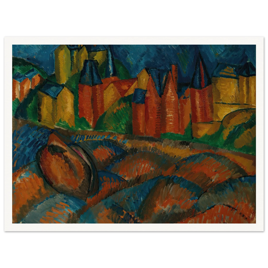 Sainte-Adresse, la plage (1909) Art Print | Raoul Dufy - Framed Poster - 30x40 cm / 12x16″ - Black frame