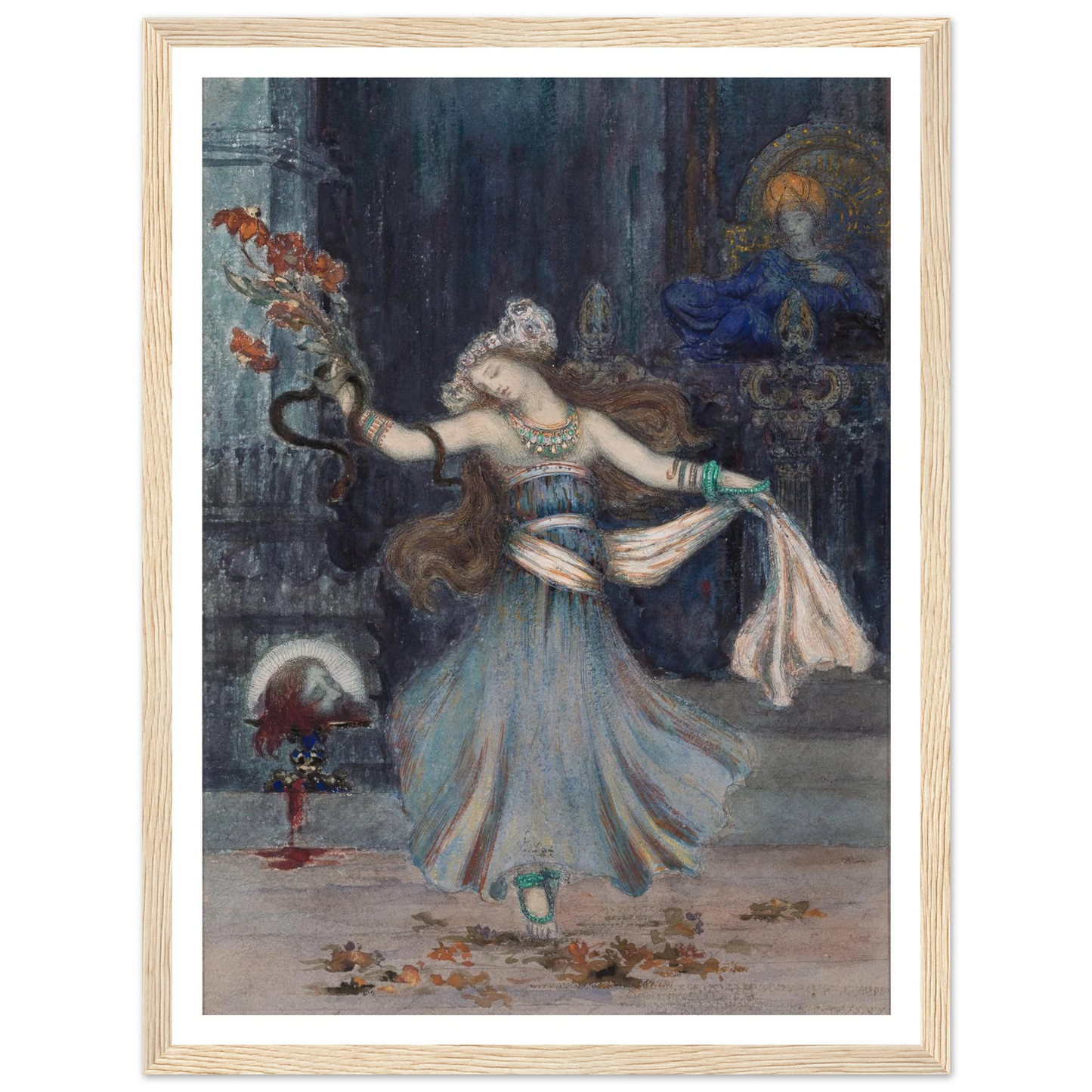 Salomé Dancing Before the Head of St. John the Baptist (mid to late 19th century) Art Print | Gustave Moreau - Framed Poster - 30x40 cm / 12x16″ - Black frame