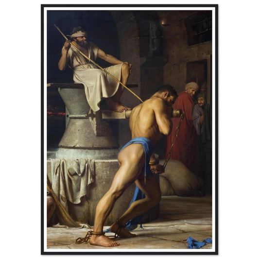 Samson and the Philistines (1863) Art Print | Carl Bloch - Framed Poster - 30x40 cm / 12x16″ - Black frame