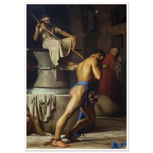 Samson and the Philistines (1863) Art Print | Carl Bloch - Framed Poster - 30x40 cm / 12x16″ - Black frame