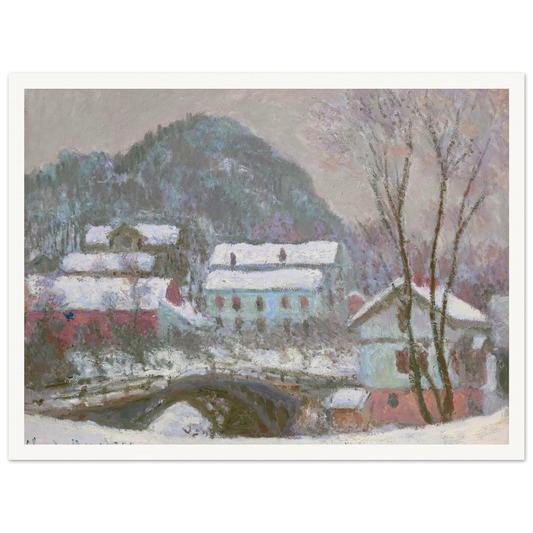 Sandviken, Norvège, effet de neige (1895) Art Print | Claude Monet - Framed Poster - 30x40 cm / 12x16″ - Black frame
