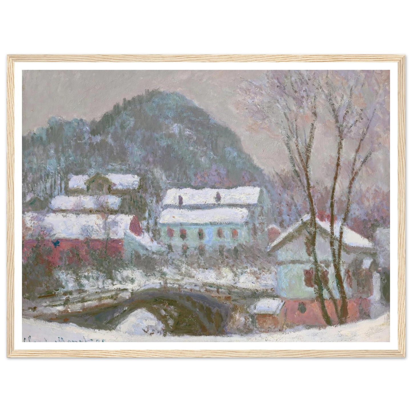 Sandviken, Norvège, effet de neige (1895) Art Print | Claude Monet - Framed Poster - 30x40 cm / 12x16″ - Black frame
