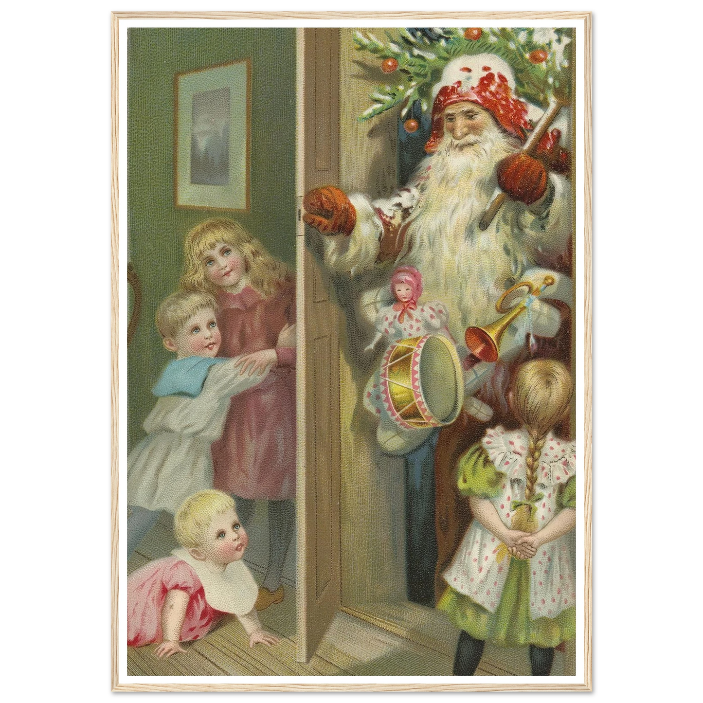 Santa Arrives With Presents - Framed Poster - 30x40 cm / 12x16″ - Black frame