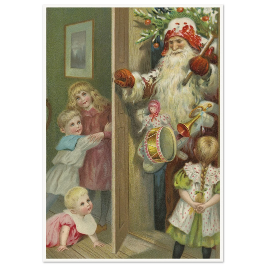 Santa Arrives With Presents - Framed Poster - 30x40 cm / 12x16″ - Black frame