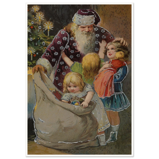 Santa Hugging The Children - Framed Poster - 30x40 cm / 12x16″ - Black frame