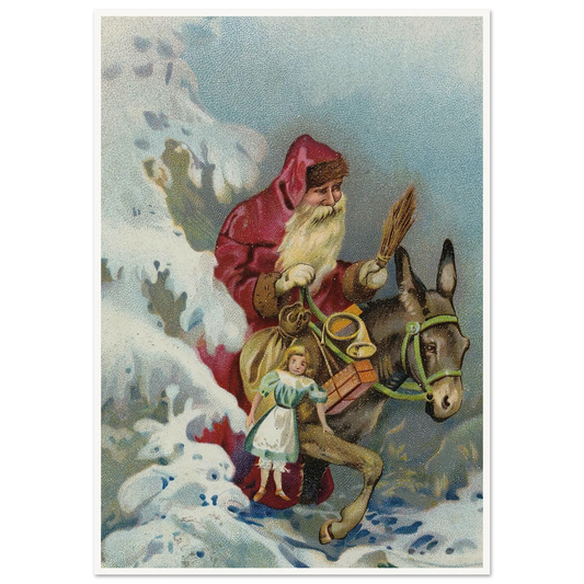 Santa's Humble Donkey Ride - Framed Poster - 30x40 cm / 12x16″ - Black frame