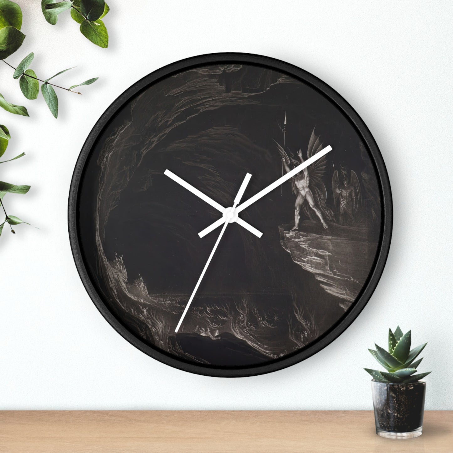Satan Arousing the Fallen Angels Wall Clock | John Martin - White - Black Base - 10"