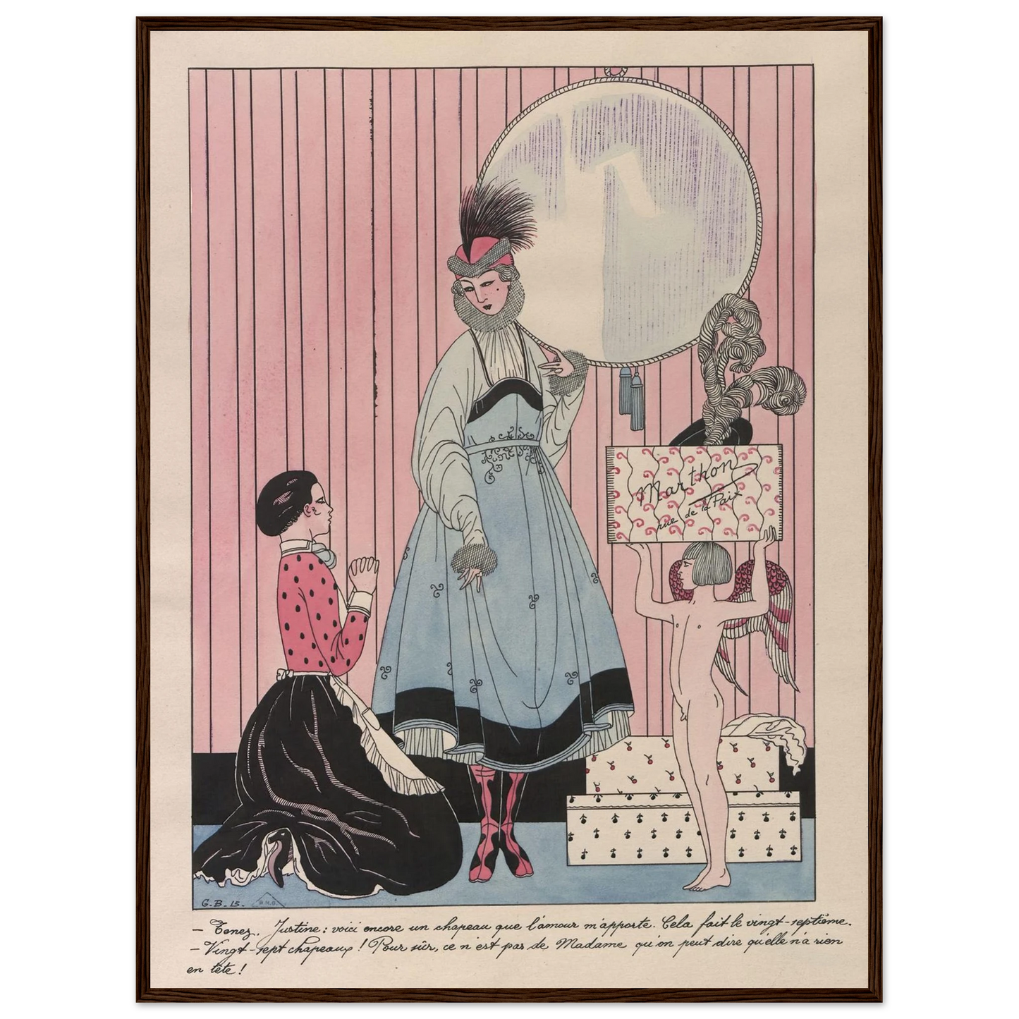 Scène de magasin (chapellerie) (1915) Art Print | George Barbier - Framed Poster - 30x40 cm / 12x16″ - Black frame