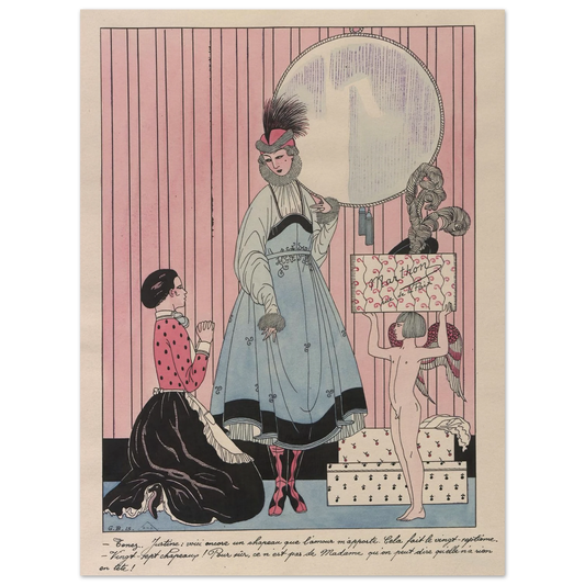 Scène de magasin (chapellerie) (1915) Art Print | George Barbier - Framed Poster - 30x40 cm / 12x16″ - Black frame