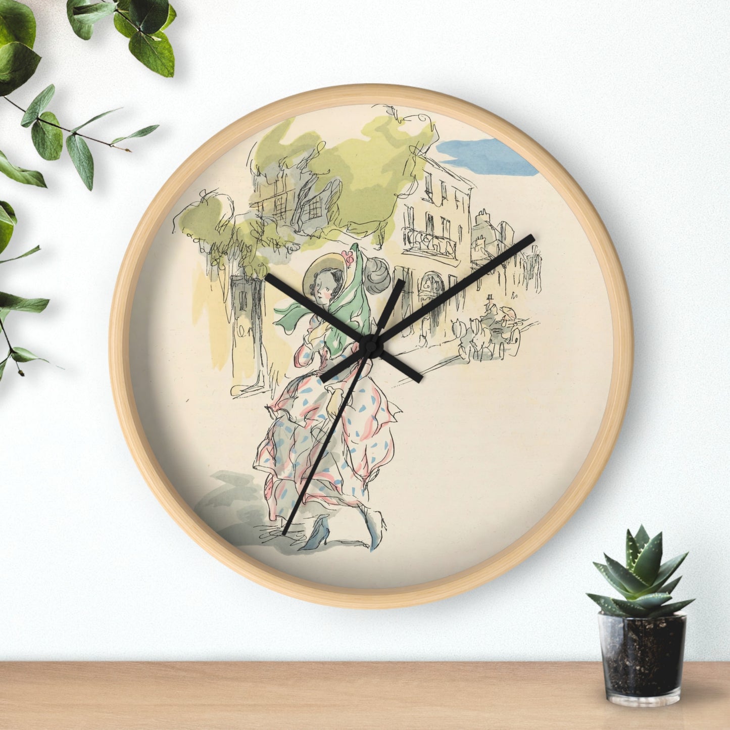 Scènes de la vie de Bohème Pl.31 Wall Clock | Hautot - Black - Wooden Base - 10"