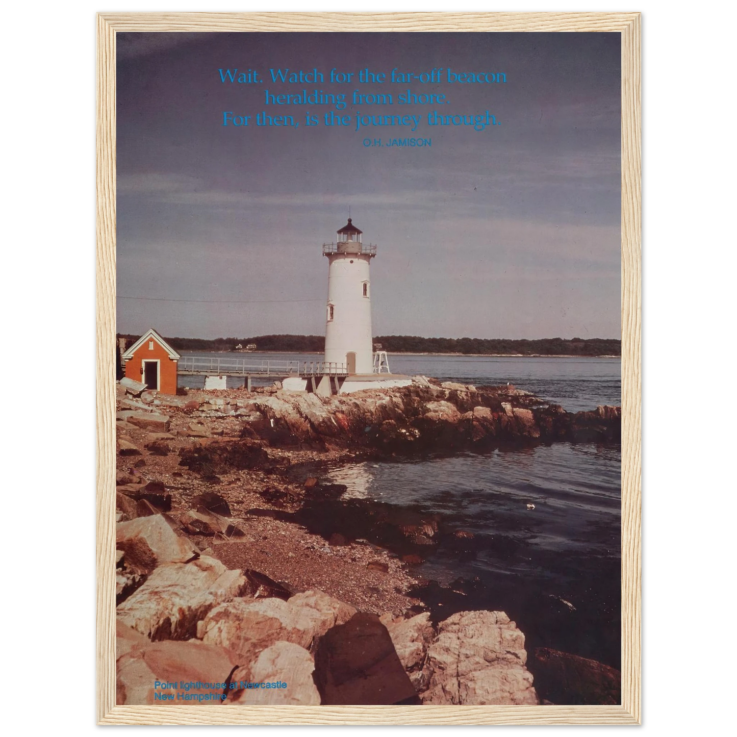 Scenically Yours, Point Lighthouse at New Castle, New Hampshire Art Print | US Information Agency - Framed Poster - 30x40 cm / 12x16″ - Black frame