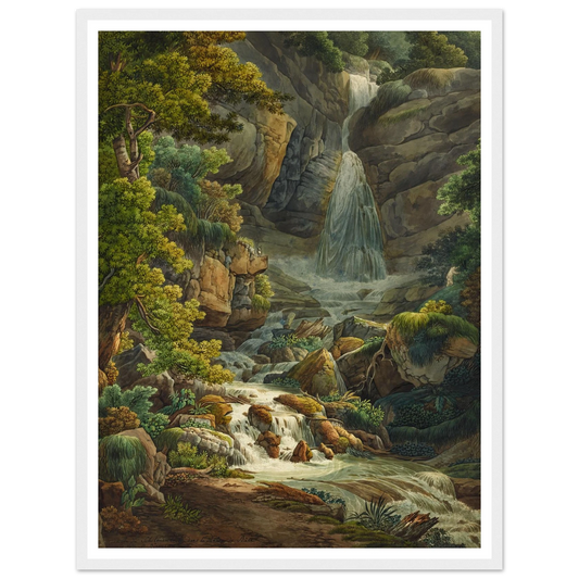 Schelmenloch, Wasserfall Art Print | Peter Birmann - Framed Poster - 30x40 cm / 12x16″ - Black frame
