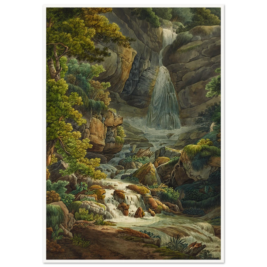 Schelmenloch, Wasserfall Art Print | Peter Birmann - Framed Poster - 30x40 cm / 12x16″ - Black frame
