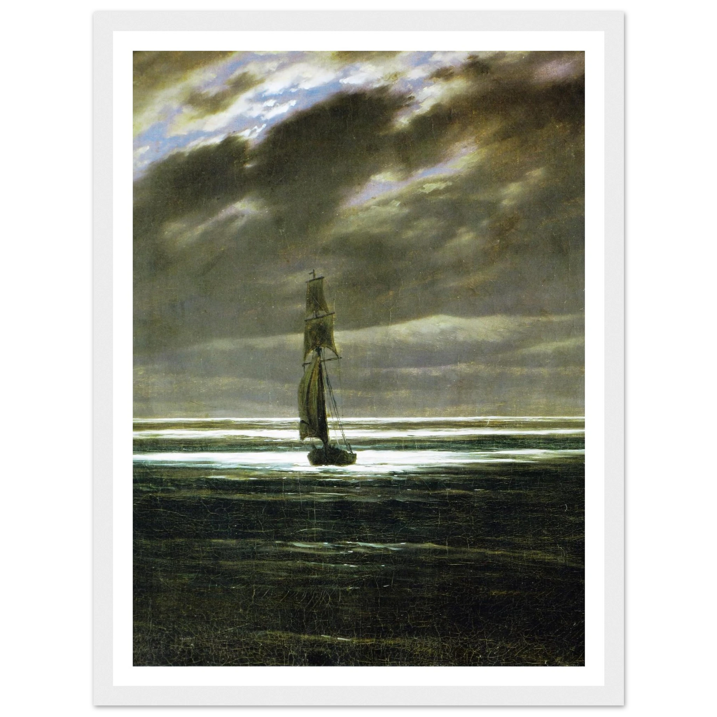 Seaside by Moonlight Art Print | Caspar David Friedrich - Framed Poster - 30x40 cm / 12x16″ - Black frame