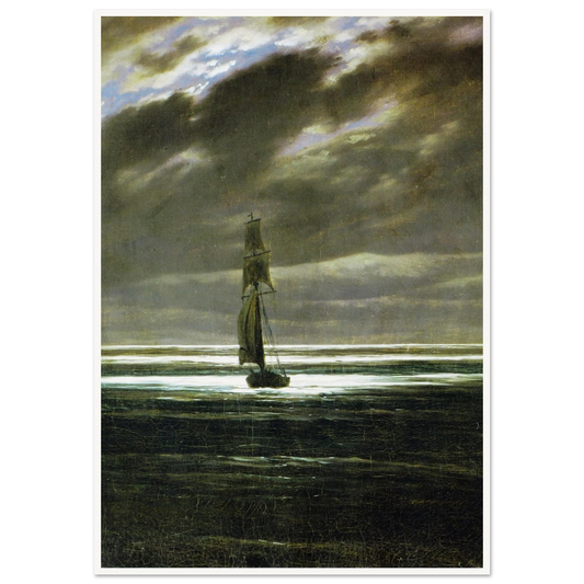 Seaside by Moonlight Art Print | Caspar David Friedrich - Framed Poster - 30x40 cm / 12x16″ - Black frame