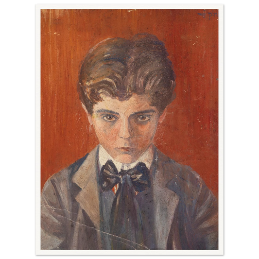 Selbstbildnis vor rotem Hintergrund (1906) Art Print | Egon Schiele - Framed Poster - 30x40 cm / 12x16″ - Black frame