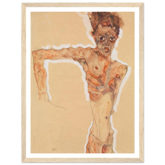 Self-Portrait (1911) Art Print | Egon Schiele - Framed Poster - 30x40 cm / 12x16″ - Black frame