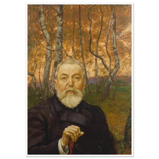 Self-Portrait in front of a Birch Forest (1899) Art Print | Hans Thoma - Framed Poster - 30x40 cm / 12x16″ - Black frame