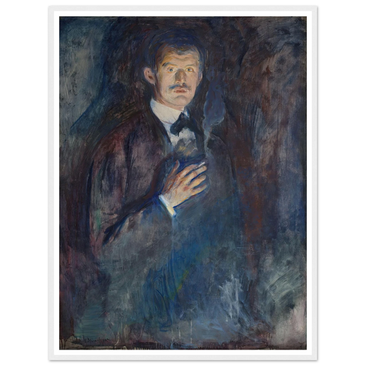 Self-Portrait with Cigarette (1895) Art Print | Edvard Munch - Framed Poster - 30x40 cm / 12x16″ - Black frame