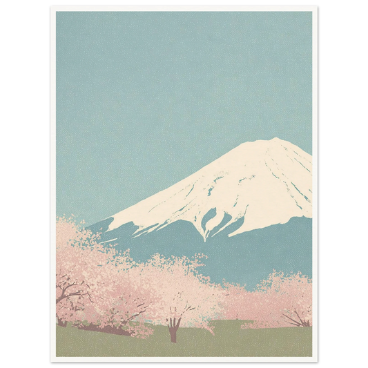 Serene Peak, Misty Blossoms - Framed Poster - 30x40 cm / 12x16″ - Black frame