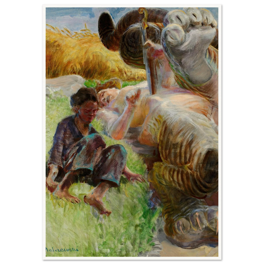 Shepherd boy and a harpy (1904-1906) Art Print | Jacek Malczewski - Framed Poster - 30x40 cm / 12x16″ - Black frame