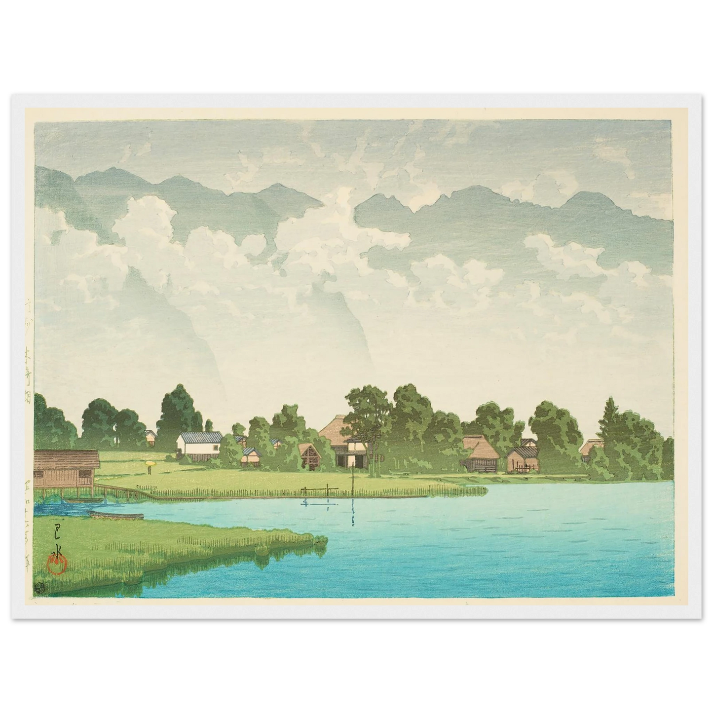 Shinshu Kizakiko (Kizaki Lake in Shinshu) (1941) Art Print | Kawase Hasui - Framed Poster - 30x40 cm / 12x16″ - Black frame