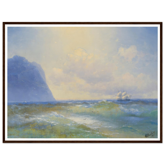 Ship At Sea ( 1895) Art Print | Ivan Konstantinovich Aivazovsky - Framed Poster - 30x40 cm / 12x16″ - Black frame