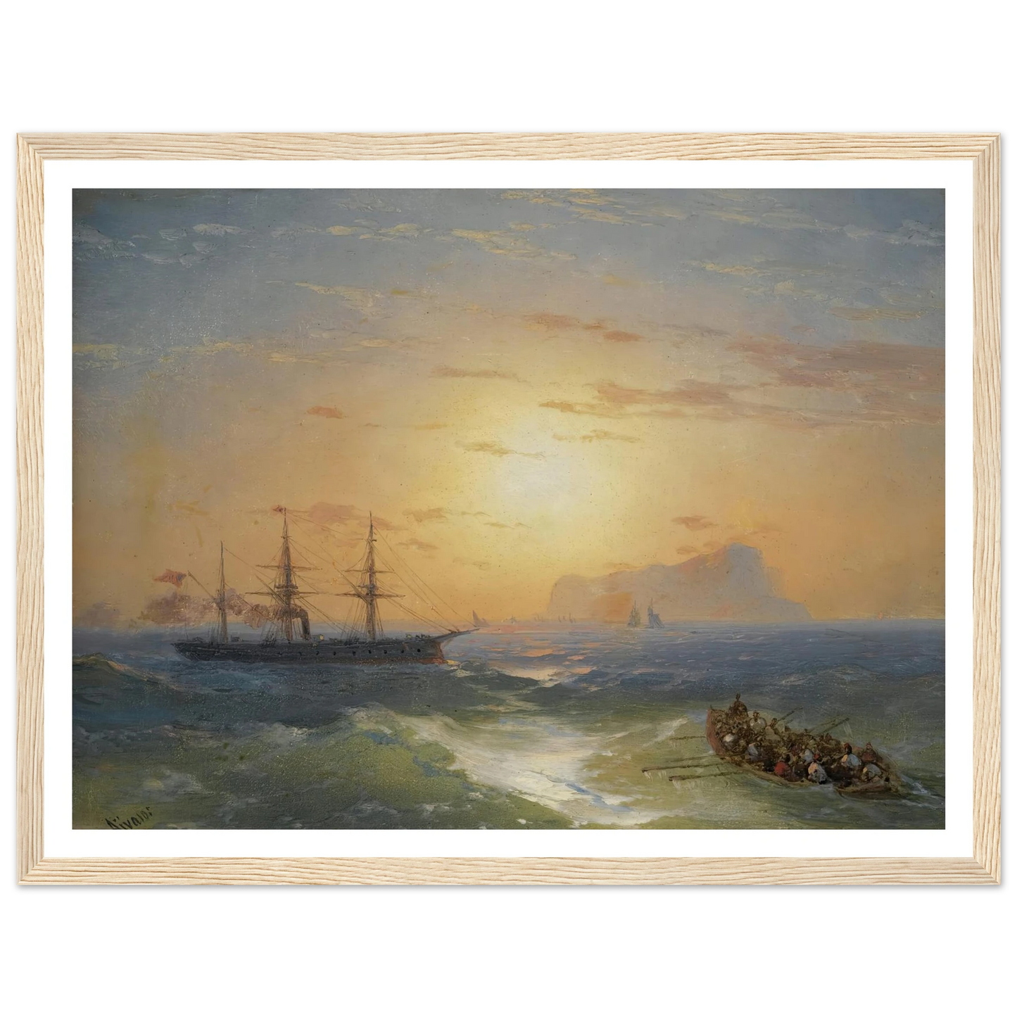 Shipping Off Ischia Art Print | Ivan Konstantinovich Aivazovsky - Framed Poster - 30x40 cm / 12x16″ - Black frame