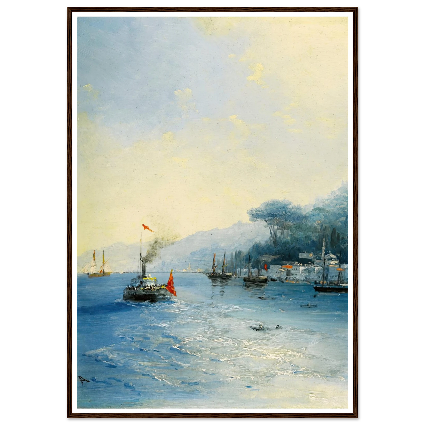 Shipping On The Bosphorus, Constantinople (1900) Art Print | Ivan Konstantinovich Aivazovsky - Framed Poster - 30x40 cm / 12x16″ - Black frame