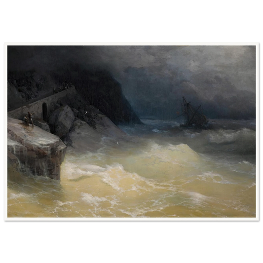 Shipwreck off the Black Sea Coast ( 1887) Art Print | Ivan Konstantinovich Aivazovsky - Framed Poster - 30x40 cm / 12x16″ - Black frame