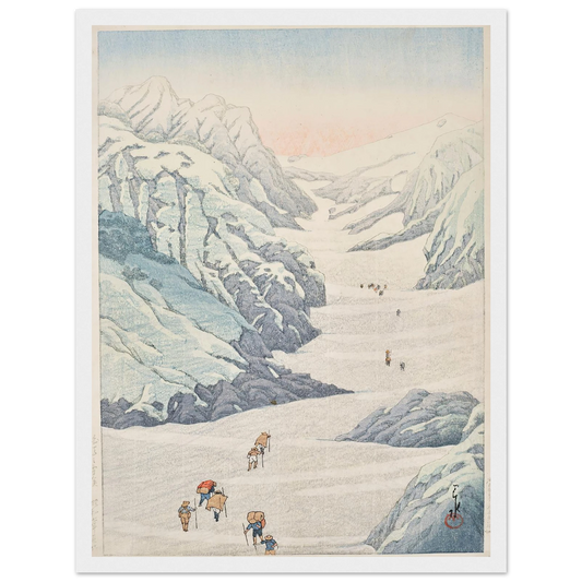 Shirouma no sekkei (Snow valley of Mount Shirouma) (1932) Art Print | Kawase Hasui - Framed Poster - 30x40 cm / 12x16″ - Black frame