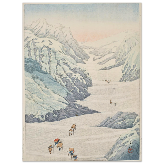 Shirouma no sekkei (Snow valley of Mount Shirouma) (1932) Art Print | Kawase Hasui - Framed Poster - 30x40 cm / 12x16″ - Black frame