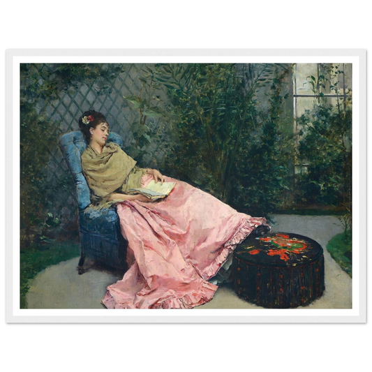 Siesta Art Print | Raimundo de Madrazo y Garreta - Framed Poster - 30x40 cm / 12x16″ - Black frame