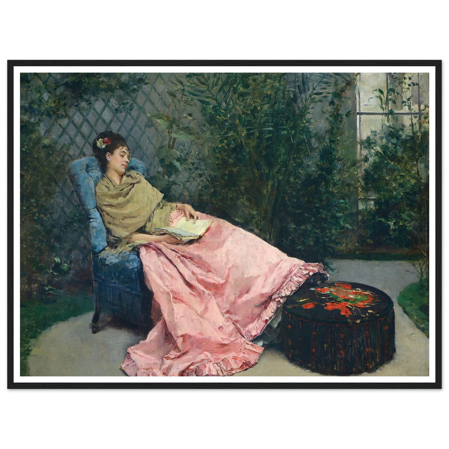 Siesta Art Print | Raimundo de Madrazo y Garreta - Framed Poster - 30x40 cm / 12x16″ - Black frame